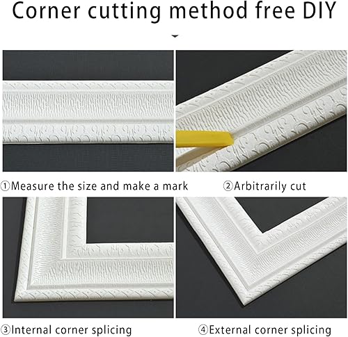 Miniatura 7 de Pelar y pegar, líneas de cintura decorativas 3D para pared, bordes de pared, longitud de 7.5 ft de ancho, 3.1 in, moldura flexible autoadhesiva para