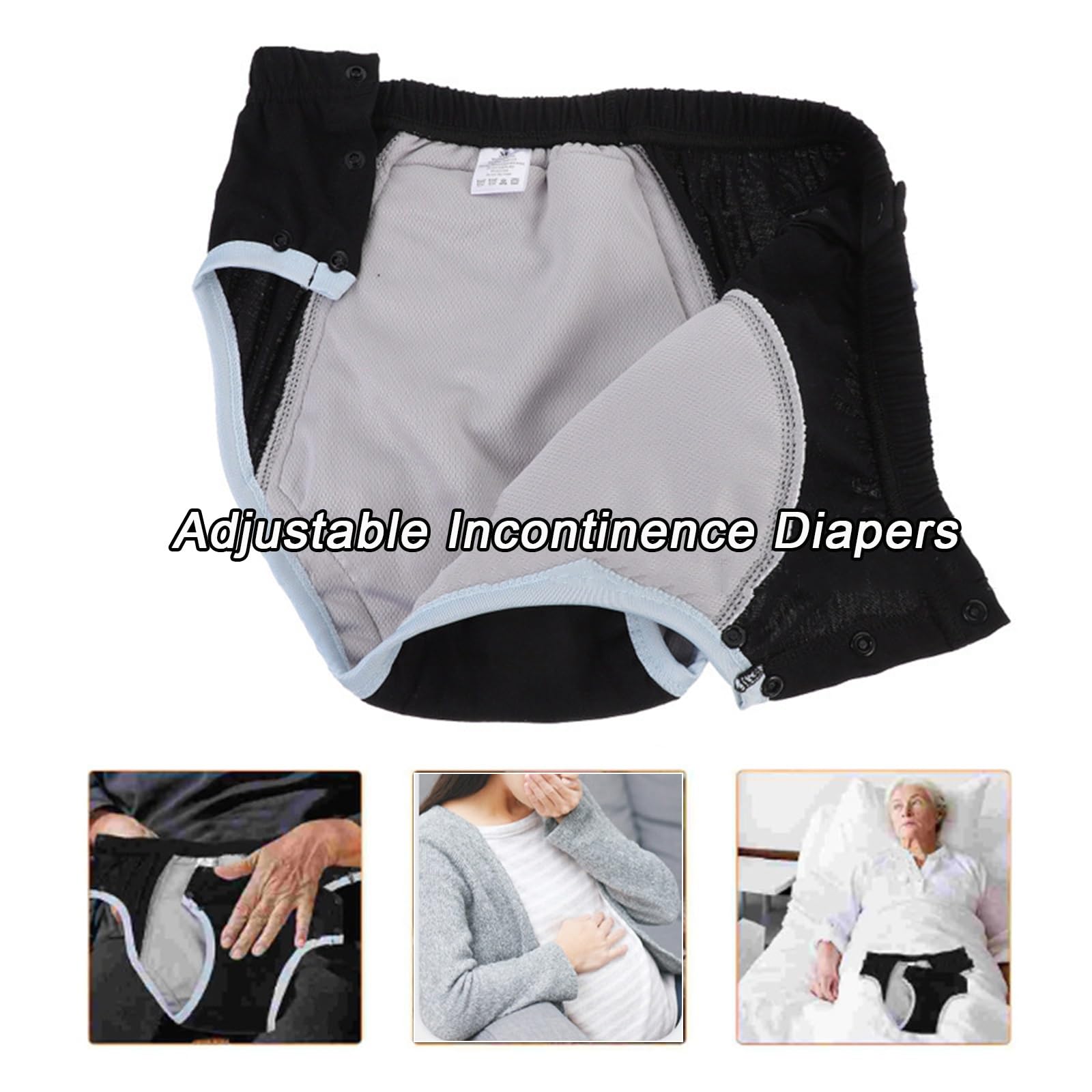 2 Stück Stoffwindeln für Erwachsene Waschbar Wiederverwendbar und Verstellbar Windel Inkontinenz Höschen für Altere Menschen Auslaufsichere Inkontinenz Pants(Orange+Black,XX-Large)