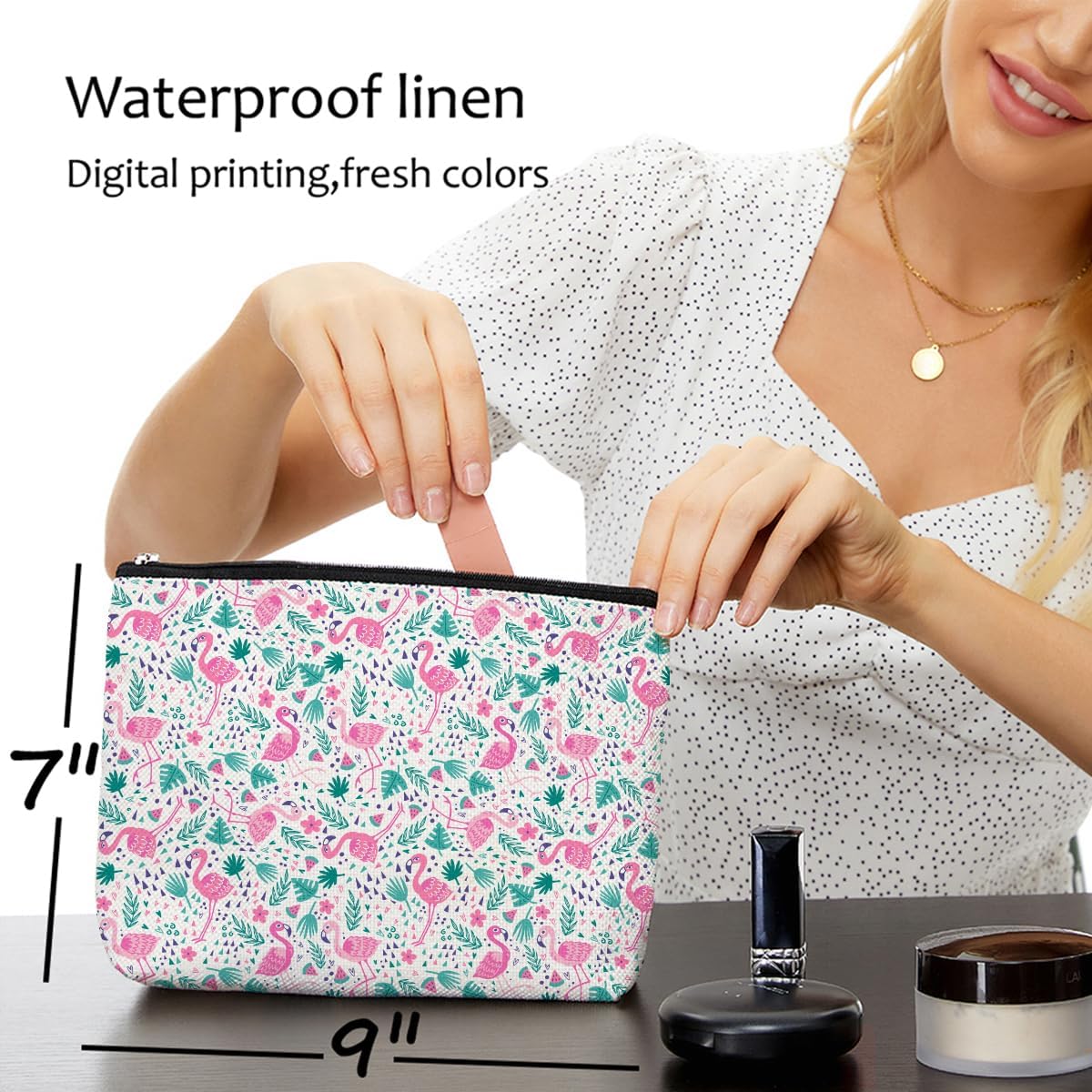 Cute Flamingo Makeup Bag - Pink Travel Accessory for Women & Moms - Flamingo Lovers Gift Idea - Image 5