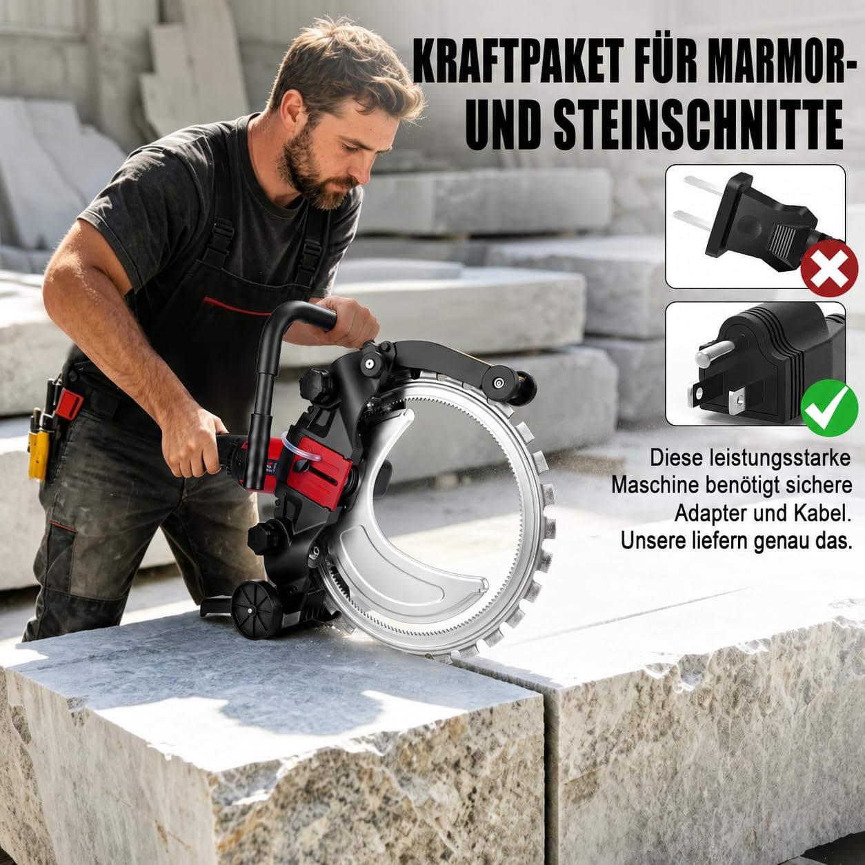 Elektryczna piła do betonu 408 mm 5000 W, głębokość cięcia 300 mm, z pompą