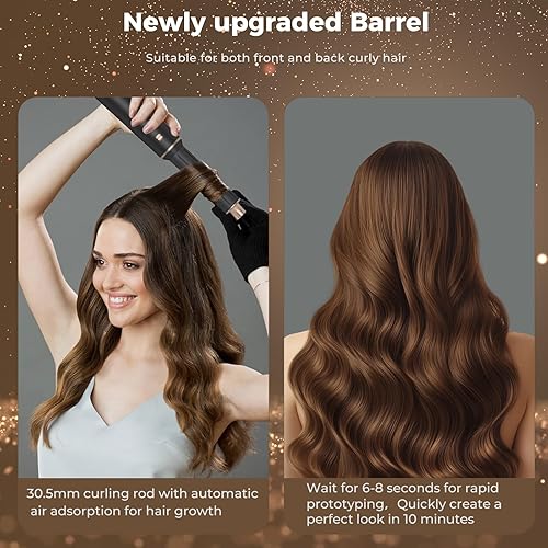 Miniatura 4 de Cepillo secador de pelo 5 en 1 con tecnología de rizado de aire caliente y iones negativos. Estilizador versátil para secar, rizar, alisar y