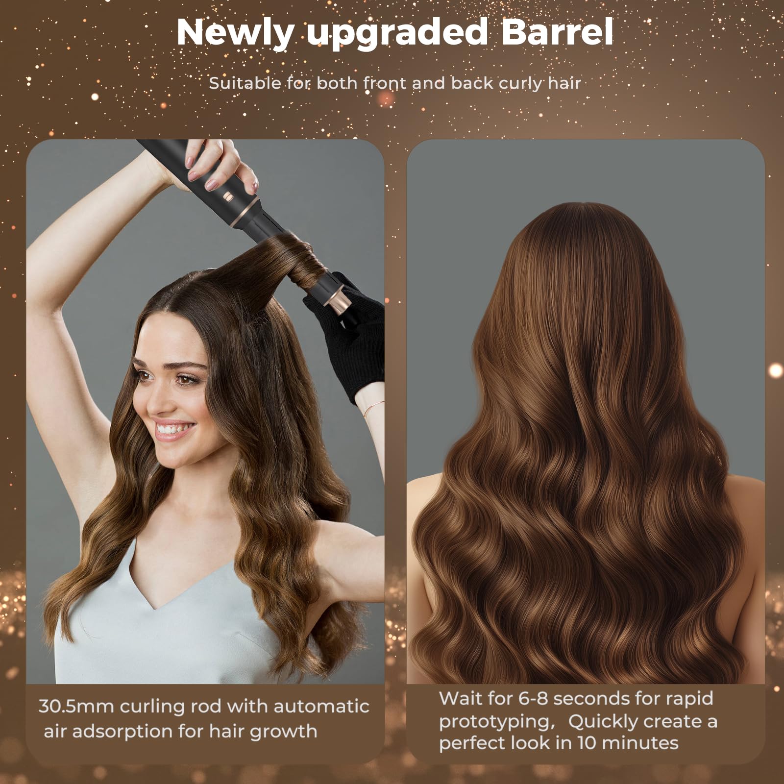 5-in-1 Haarstyler und Warmluftbürste, Lockenstab mit Negativ-Ionen-Technologie, Föhnbürste zum Trocknen, Locken, Glätten und Stylen, Haarstylinggeräte für den Heimgebrauch (Black)