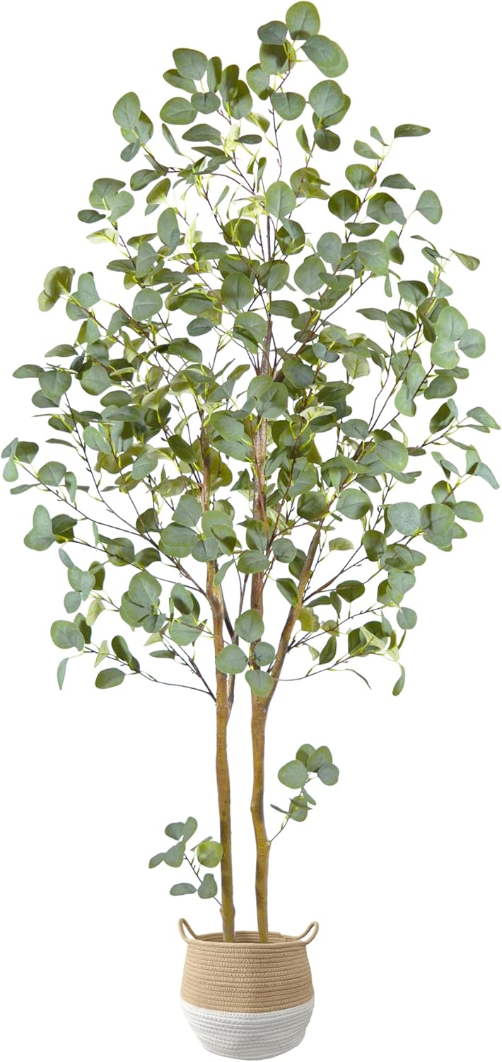 Artificial Eucalyptus Tree, 6ft Tall Faux Eucalyptus Plant with Basket for Home Office, 72'' Fake Tree for Indoor Outdoor Livingroom Garden Floor Décor - Image 2