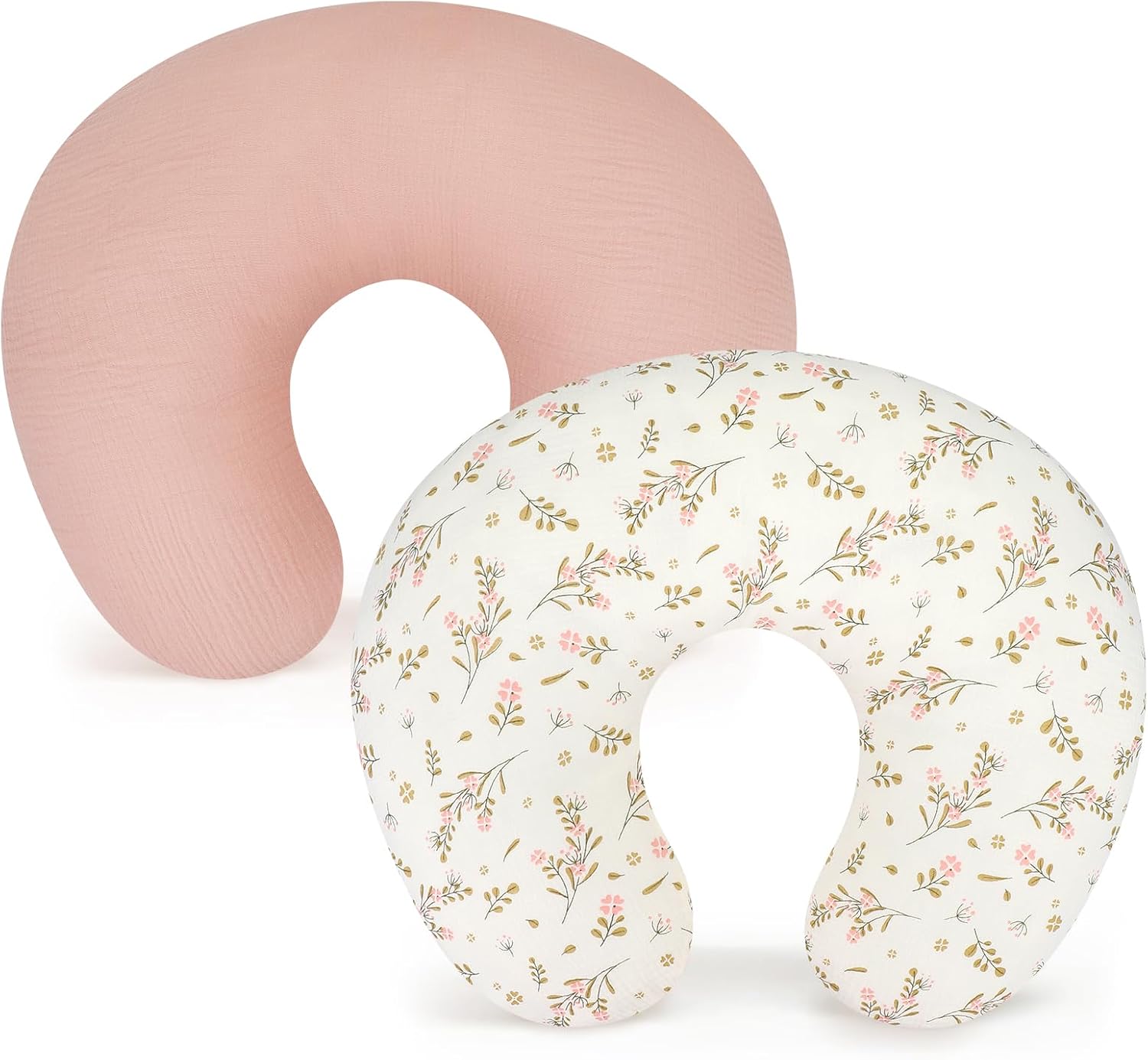 Accmor 2 Pack Muslin Nursing Pillow Covers, 100% Cotton Soft Nursing Covers for Breastfeeding Pillows, Slipcover for Baby Girls Boys Newborn