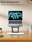tounee Laptop Stand for Desk Adjustable Height, Telescopic Computer Stand with Pull Out Design Ergonomic Laptop Riser Fits All Laptops 10-17"-Gray