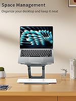 Vista 9 de tounee Laptop Stand for Desk Adjustable Height, Telescopic Computer Stand with Pull Out Design Ergonomic Laptop Riser Fits All Laptops 10-17"-Gray