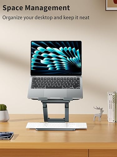 Miniatura 9 de tounee Laptop Stand for Desk Adjustable Height, Telescopic Computer Stand with Pull Out Design Ergonomic Laptop Riser Fits All Laptops 10-17"-Gray