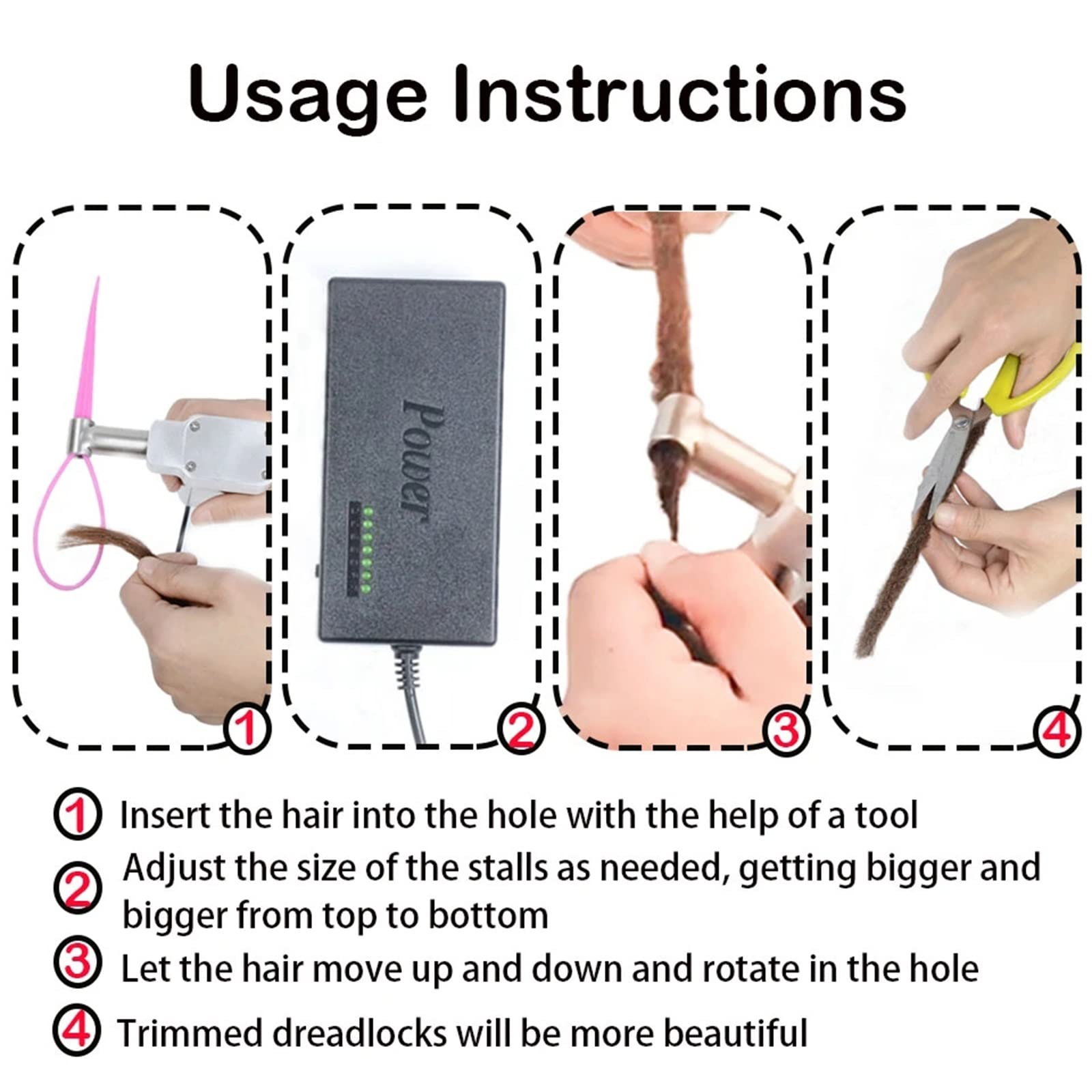 Dreadlocks Maker - Máquina de rastas instantánea para rastas, herramienta de trenzado de ganchillo de mano para extensiones de cabello rápidas, perfecta para crear rastas