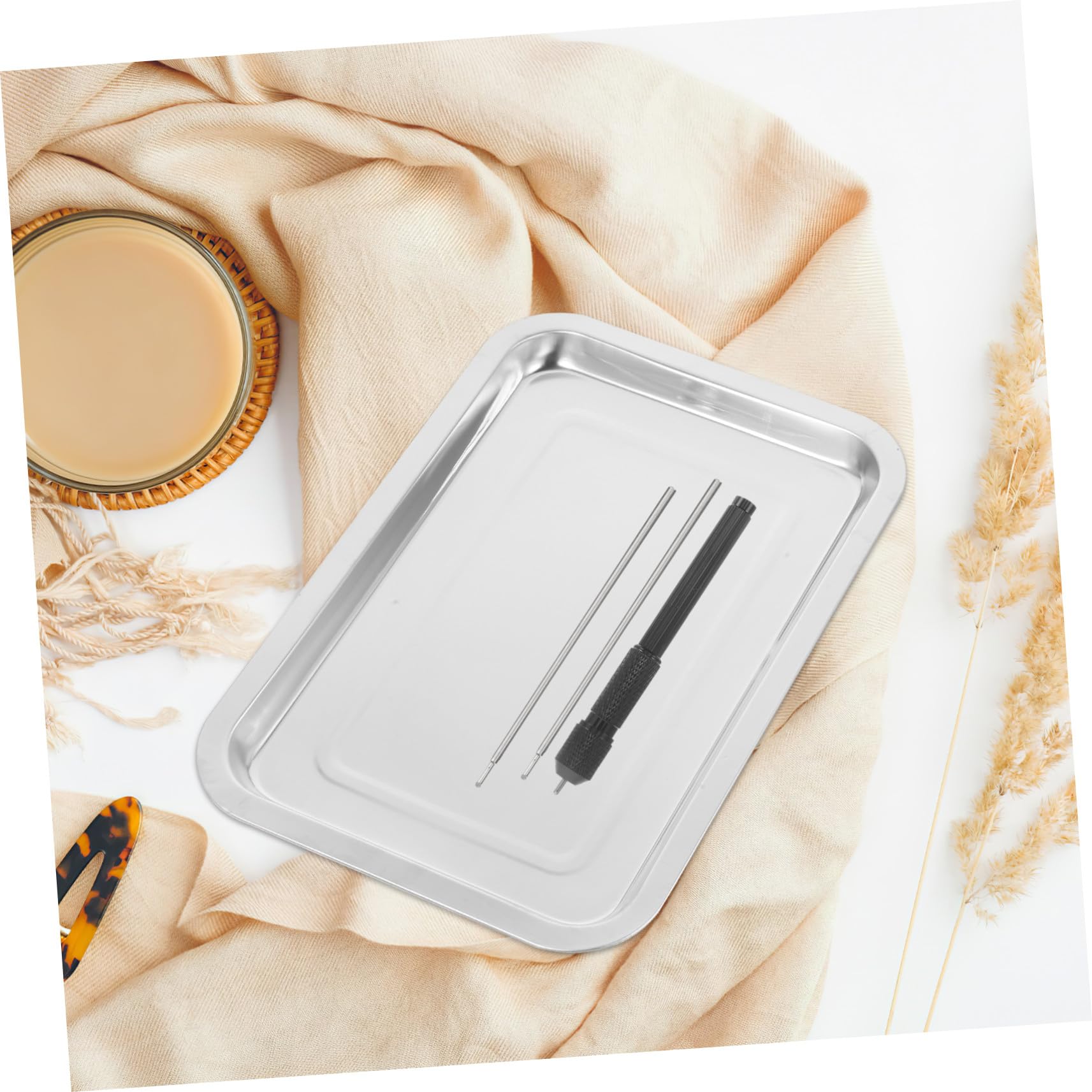 Plateau Argenté en Acier Inoxydable pour Tatouage, Lot de 2, Résistant la Déformation, Facile à Nettoyer, Usage Quotidien