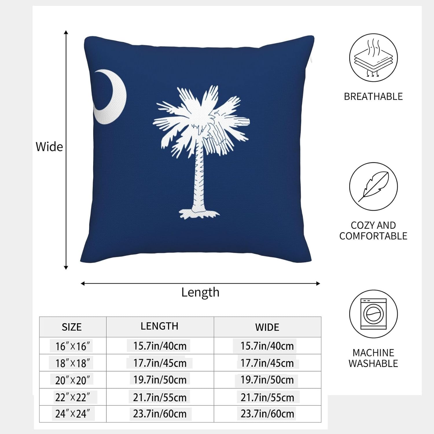 South Carolina Flag Imitation Linen Pillowcase -2 Sets, Fashionable Home Decoration, Used for Sofas, Gardens, beds