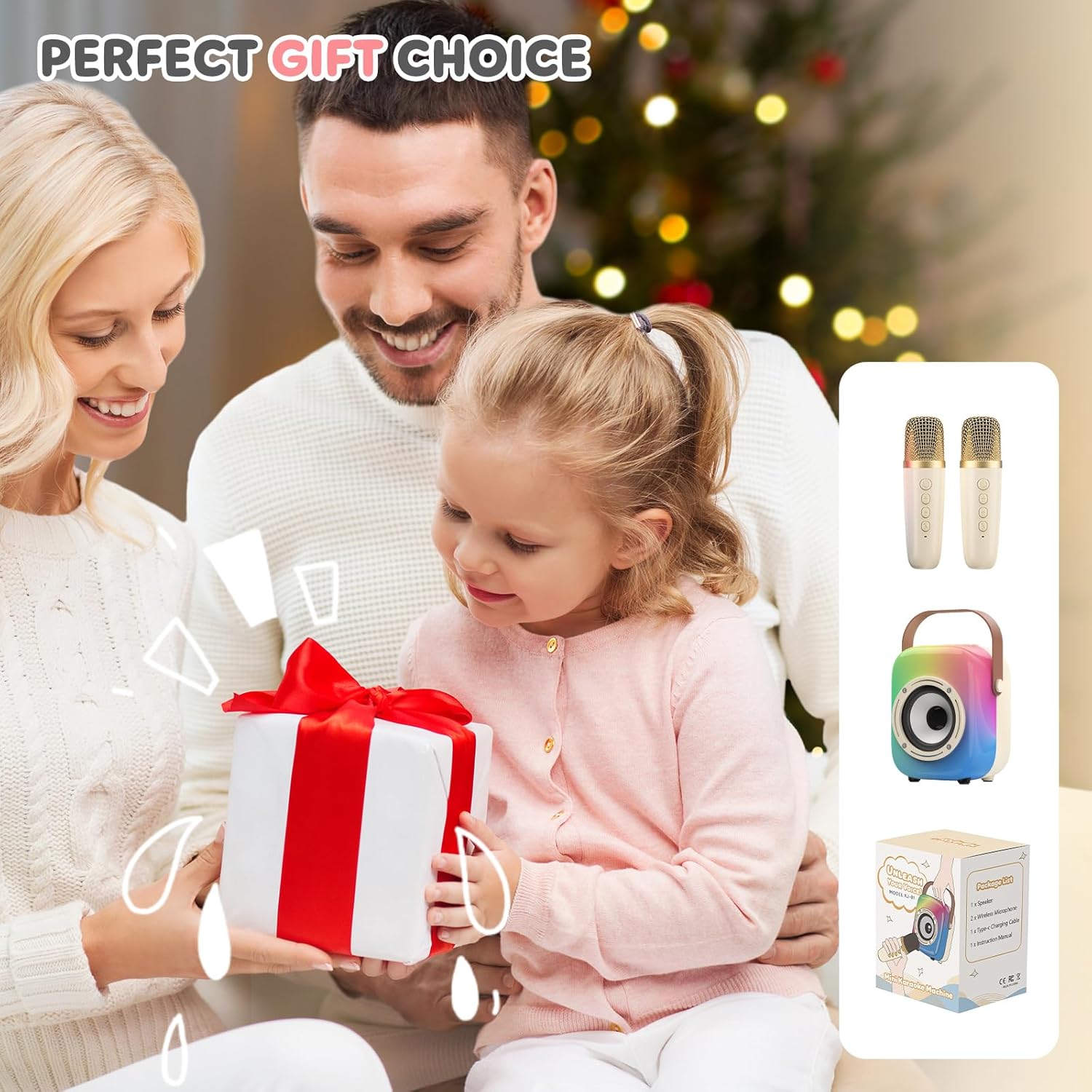 MOYU Mini Karaoke Machine for Kids: Portable Bluetooth Speaker Set with Two Wireless Microphones & Flowing Light Gifts for Girls Boys Toddler Adults Home Party - Image 7