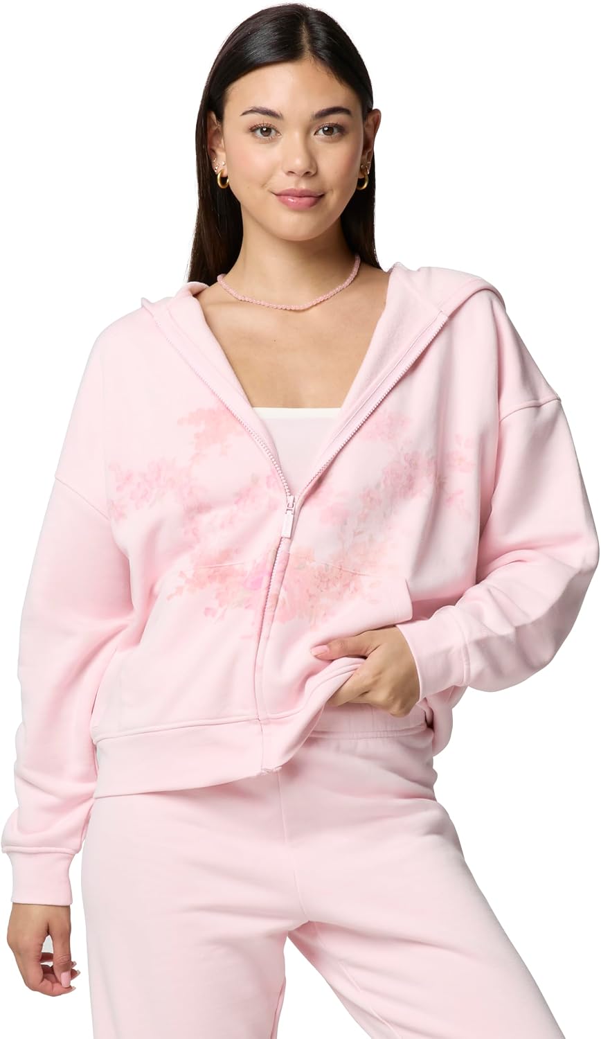 florence by mills Women's Cozy Crush Oversized Graphic Zip Hoodie