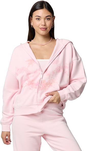 florence by mills Womens Cozy Crush Oversized Graphic Zip Hoodie