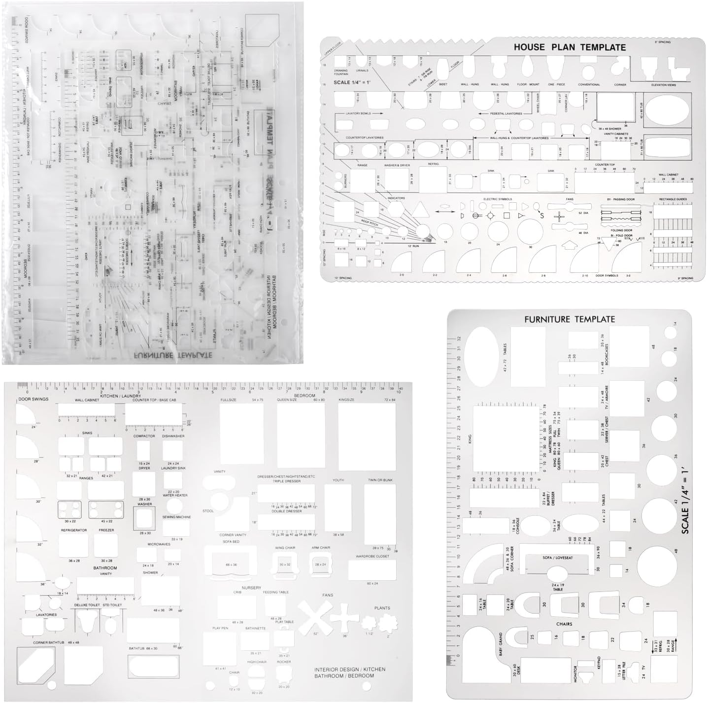Amazon.com : Drafting Tools and Ruler Shapes for Architecture - Set of ...
