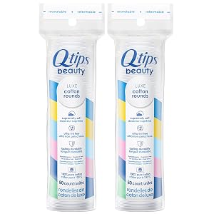 Q-tips Beauty Luxe Cotton Rounds 80 Count 2-Pack Hypoallergenic Makeup Remover Pads Personal Care Essentials