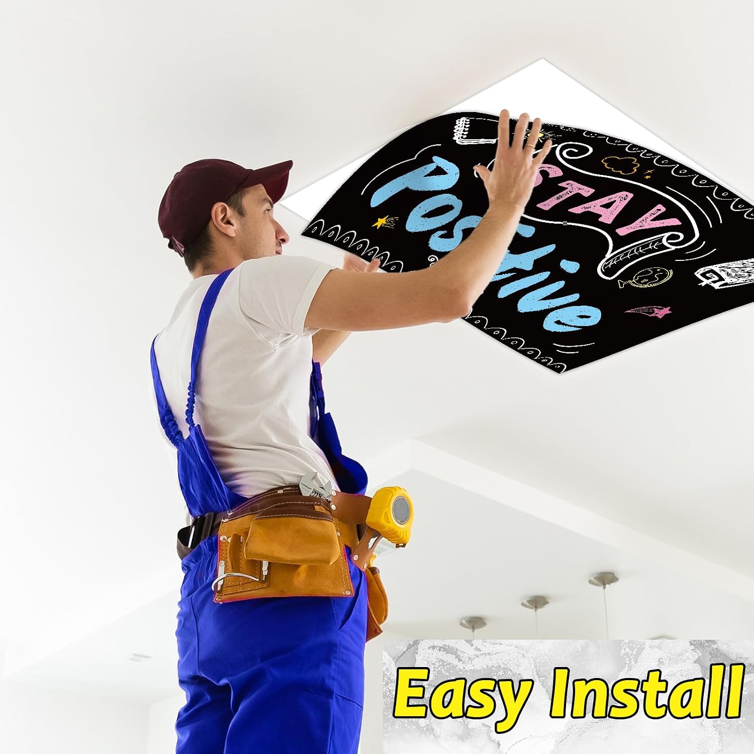 8Pcs Inspirational Fluorescent Light Covers for Classroom Ceiling Light 4x2Ft Motivational Word Magnetic Lights Cover Filter Easy Install for Back to School Office Hospital Ceiling Supply (Blackboard)