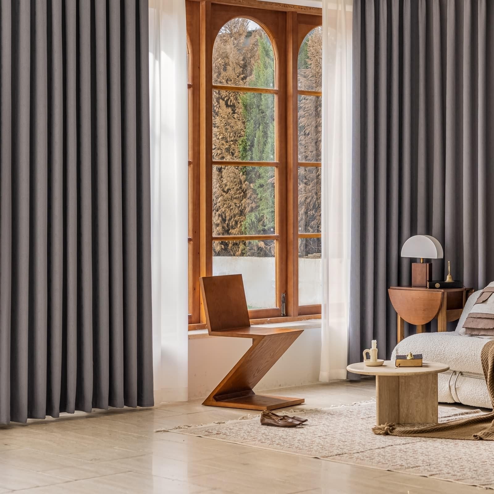 Rideau salon occultant géométrique Beydodo lot de 2 rideaux à œillets 107x229 cm