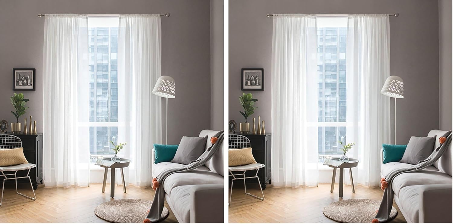 MIULEE White Sheer Curtains 90 inches Long Window Curtains 2 Panels Solid Color Elegant Window Voile Panels/Drapes/Treatment for Bedroom Living Room (54X90 Inches White) (Pack of 2)