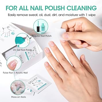 GELLEN Nail Cleanser Pads, 200 Pack Alcohol Prep Pads Individually Wrapped
