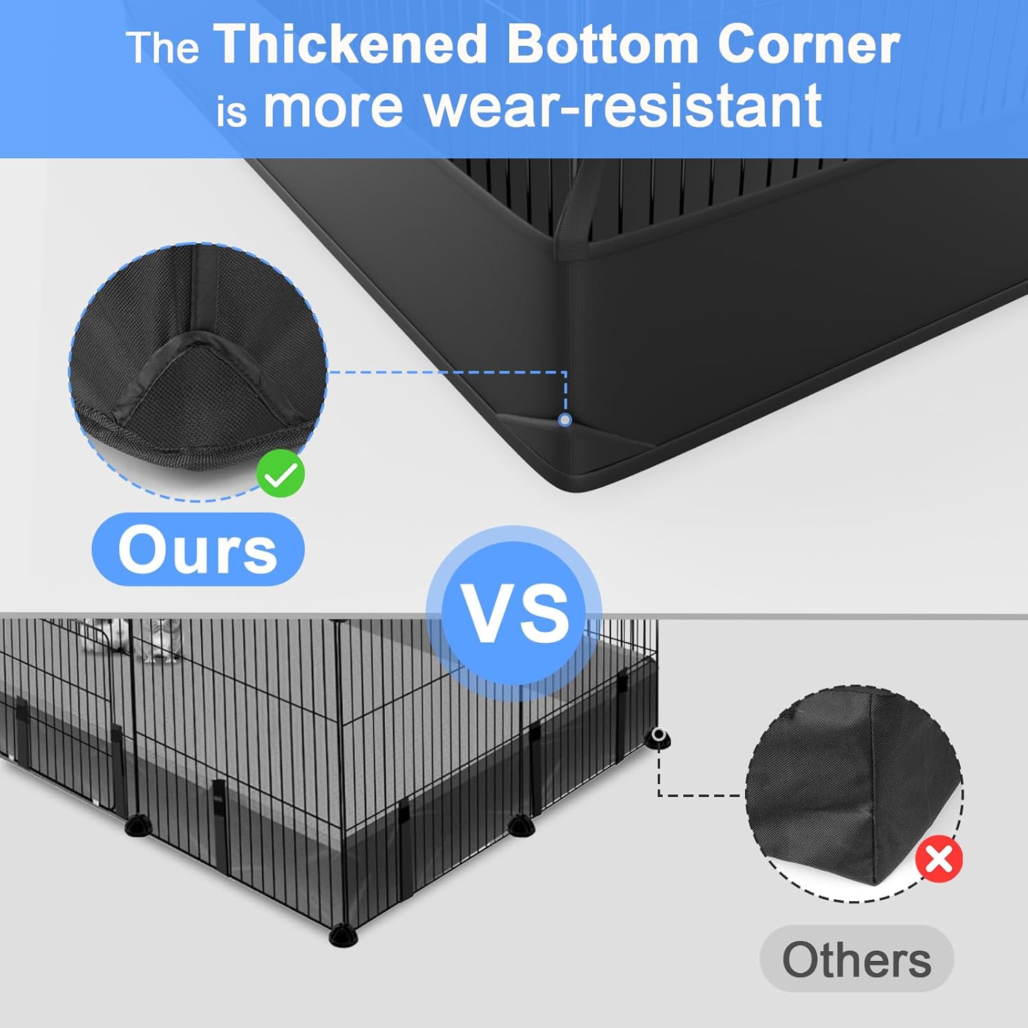 Tresbro Guinea Pig Cage with Waterproof PVC Bottom Liner & One-Hand Release Hook, Triple Fixing C&C Cage for Guinea Pigs, Bunny, Rabbit, Hedgehog, Small Animal Indoor Playpen 48''L x 24''W x 31.5''H