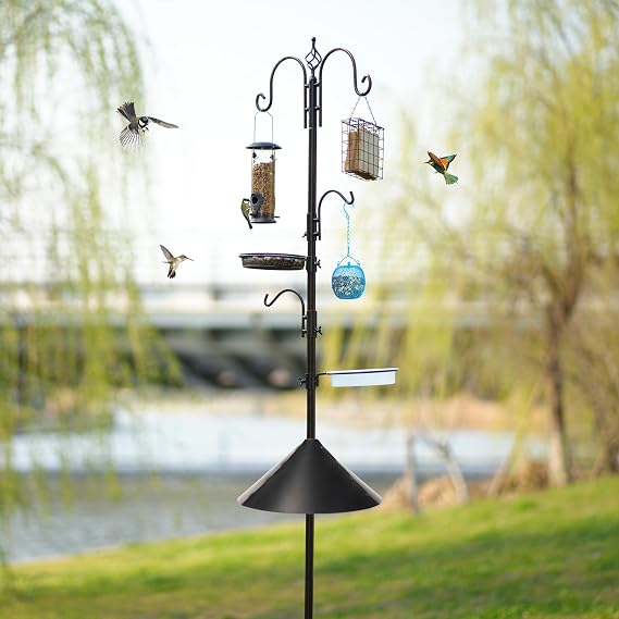 Urban Deco Bird Feeding Station with Squirrel Baffle Heavy Duty Hanging Feeder Station Kit
