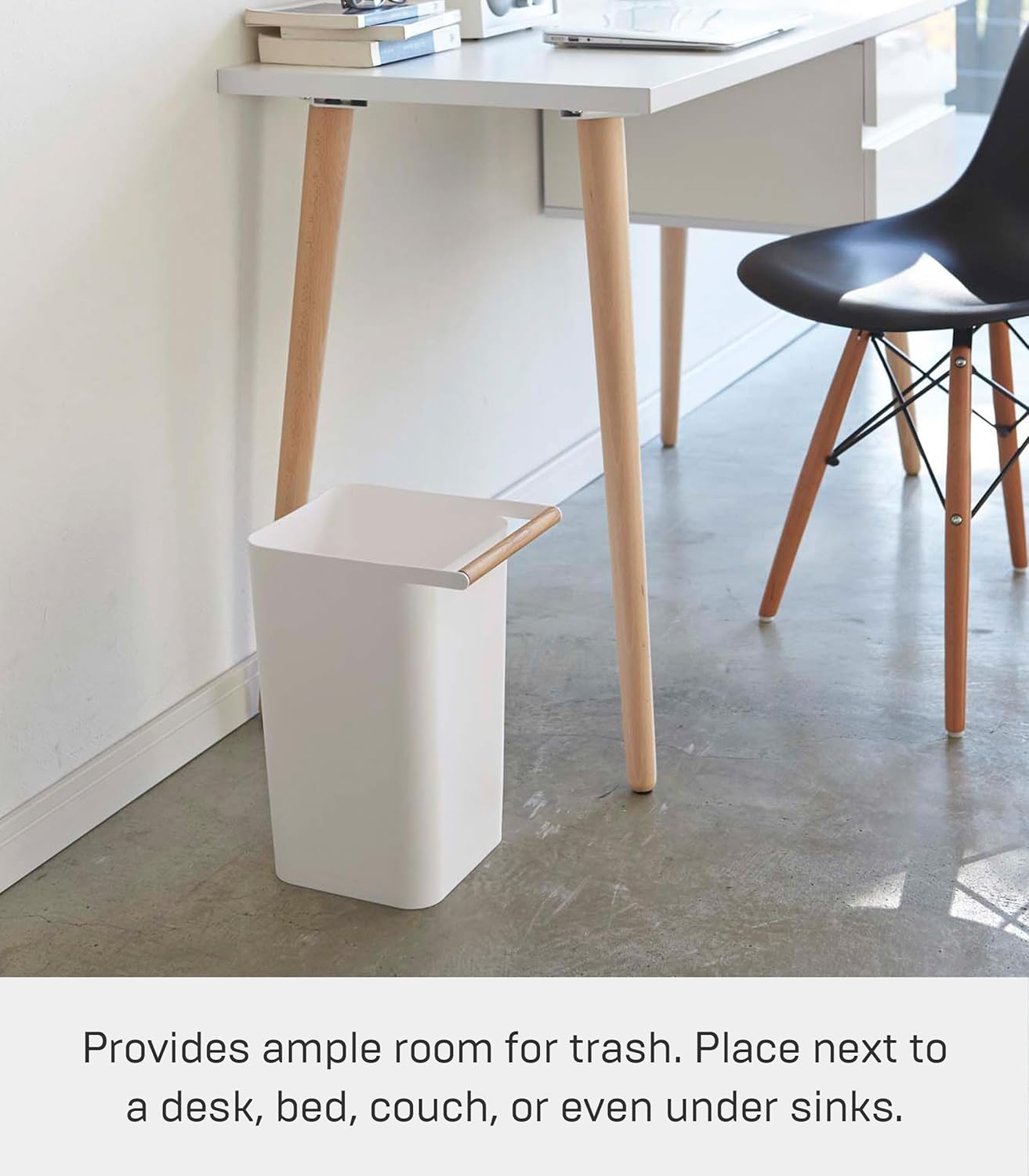 YAMAZAKI Home Como Como Modern Slim Square Trash Can Garbage Waste Basket for Bathroom Kitchen - Abs Plastic