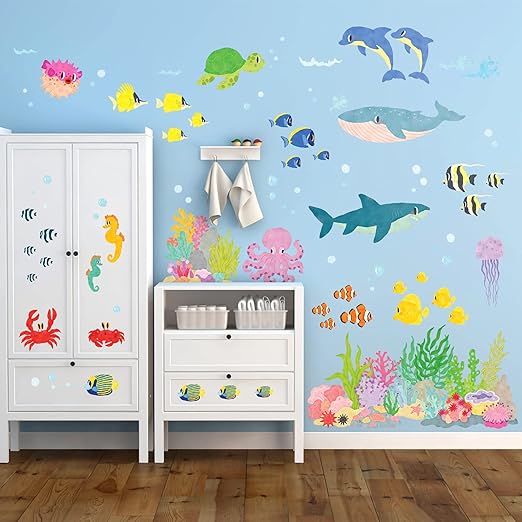 DECOWALL DS2014 Under The Sea Wall Stickers Wall Decals Peel and Stick