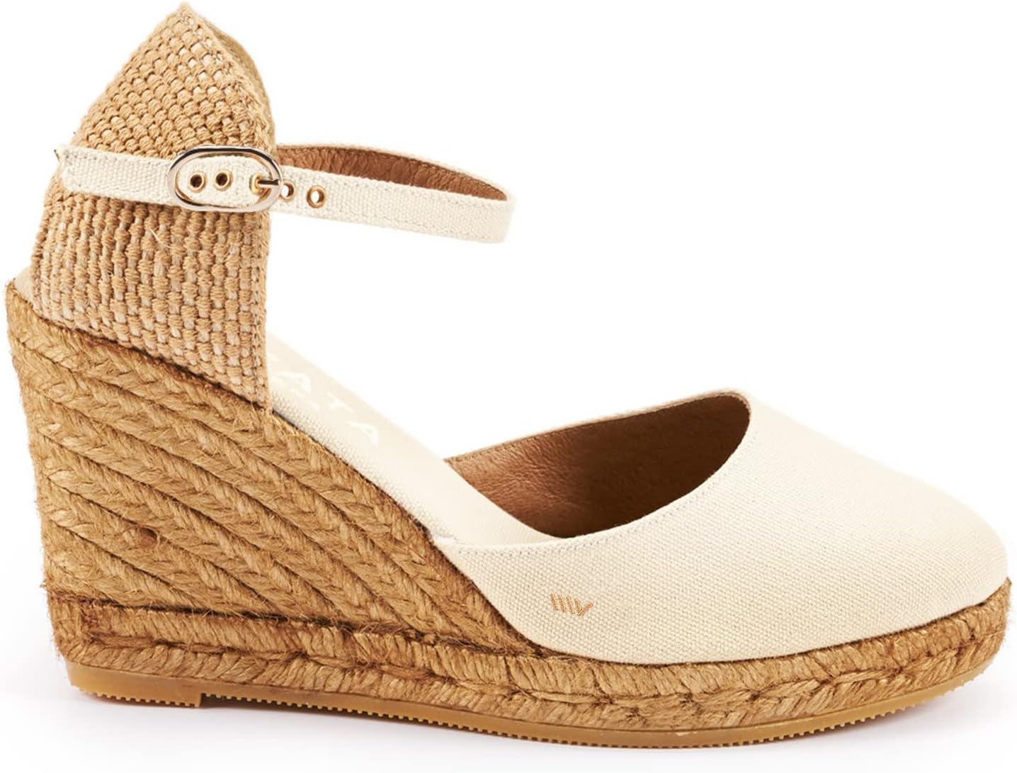 VISCATASatuna Espadrille Canvas Wedges Spain Handmade 3 ½” Heel Women's Sandals with Breathable Organic Cotton Canvas and 100% Natural Jute Midsole for All Occasions: Casual, Work, Party