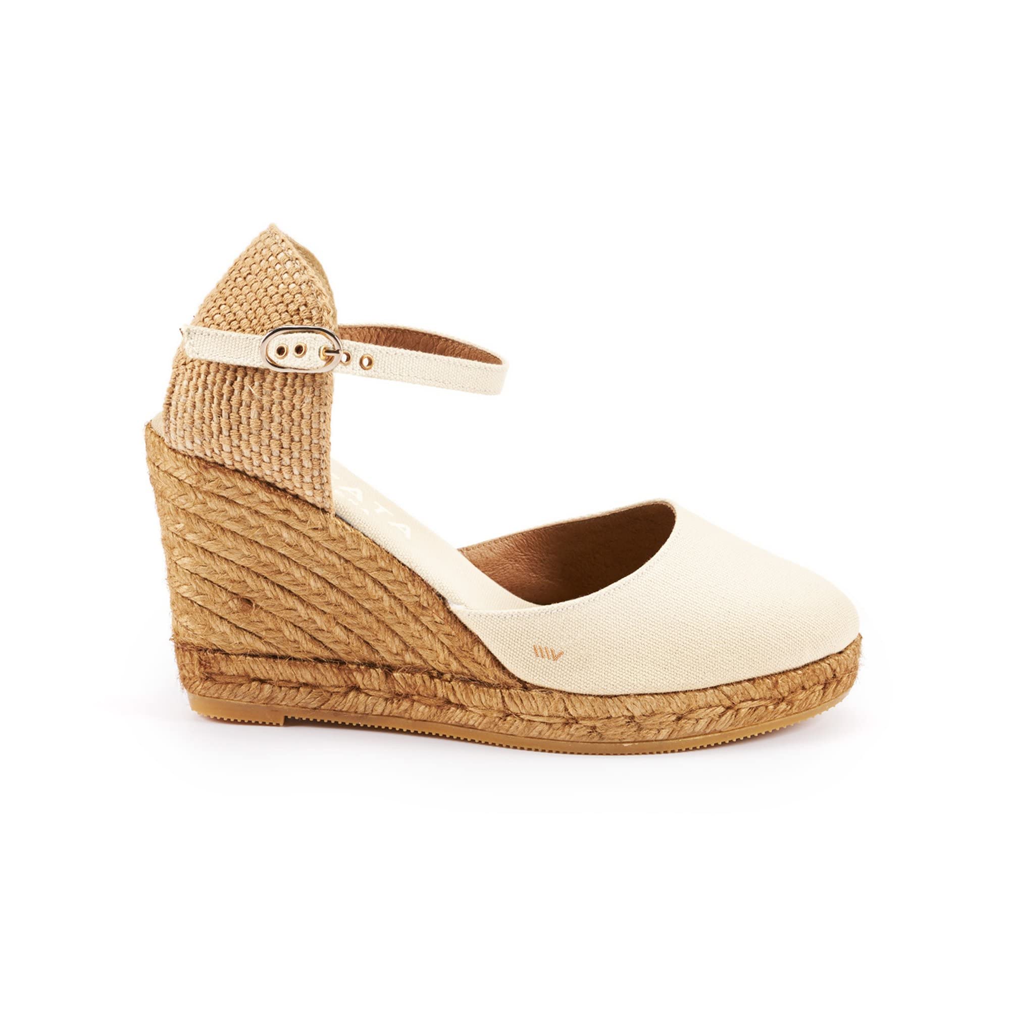 VISCATASatuna Espadrille Canvas Wedges Spain Handmade 3 ½” Heel Women's Sandals with Breathable Organic Cotton Canvas and 100% Natural Jute Midsole for All Occasions: Casual, Work, Party