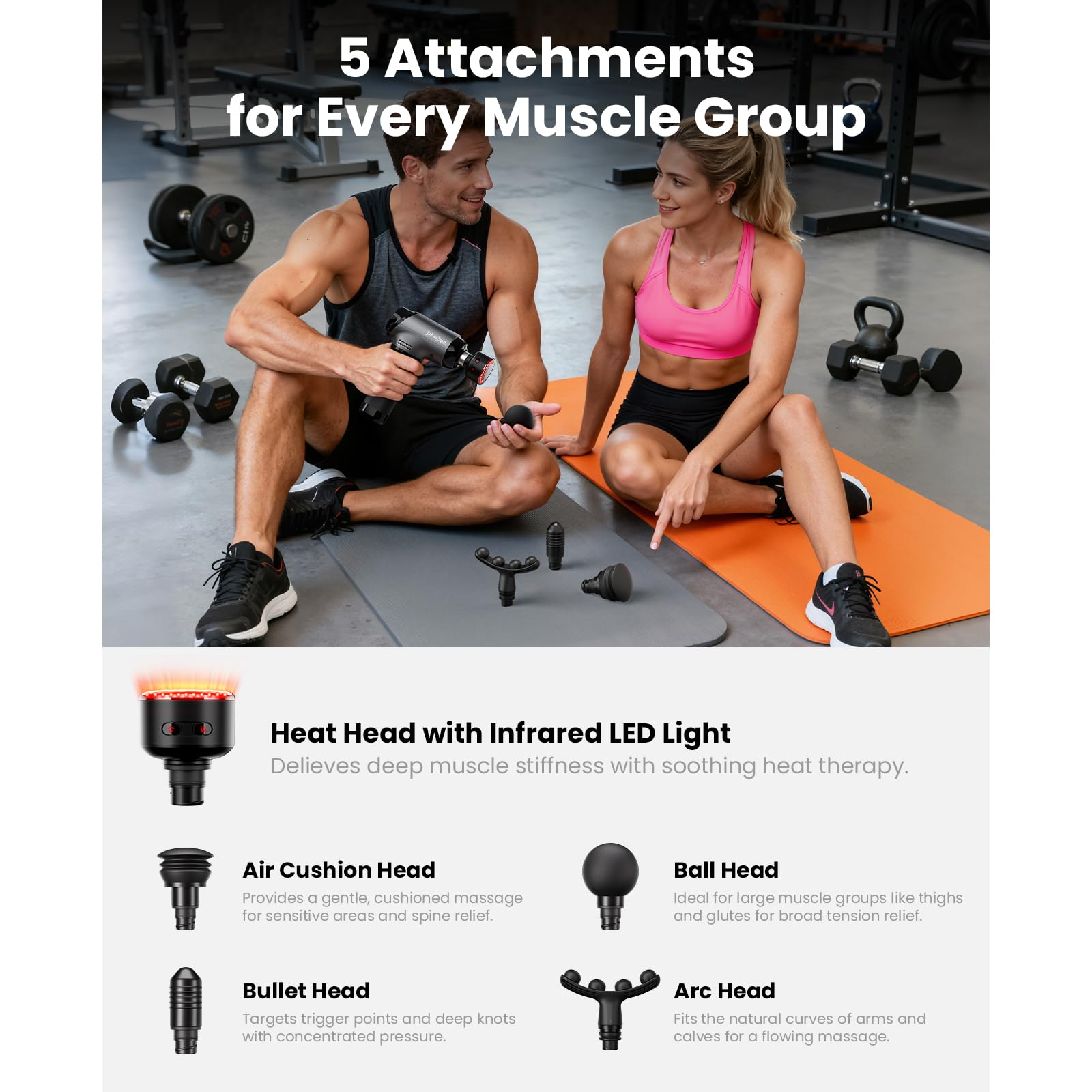 BOB AND BRAD T2 Ultra Massage Gun - Heat & LED -9