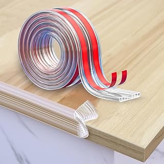 Baby Proofing Corner Edge Protector Strip, Clear Furniture Edge Protector Strip with Hollow Shock-Absorbing Design, Edge Corner Protectors Guards for Cabinets, Tables, Drawers (32.8ft, 0.8 x 0.8 inch)