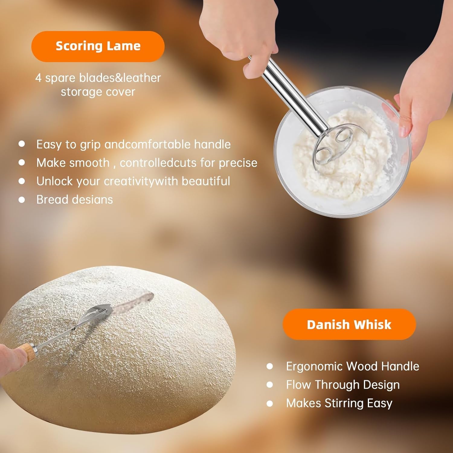 Gärkörbchen 10 Zoll, 7-teilig Sauerteig Brot Gärkorb Set, Sauerteig Starter Set Glas 700ml, 100% Natürlichem Rattan Gärkorb Brot Backzubehör für Brotback Anfänger & Profis