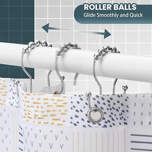 Miniatura 4 de OEH - Ganchos para cortina de ducha, anillos de cortina de ducha cromados, a prueba de óxido, anillos de cortina de ducha de metal de deslizamiento