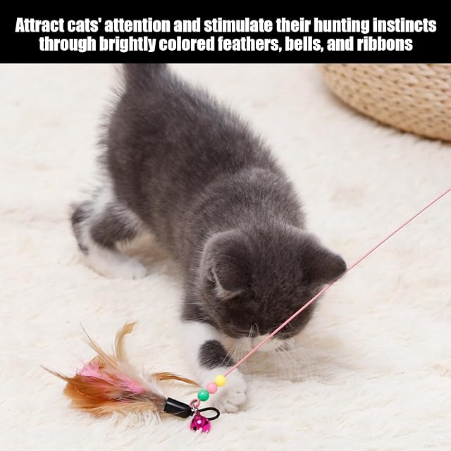 Foto 4 de 6 de ZBHDEYG 1 palo de juguete para gatos, 1 bastón divertido para gatos, campana de pluma