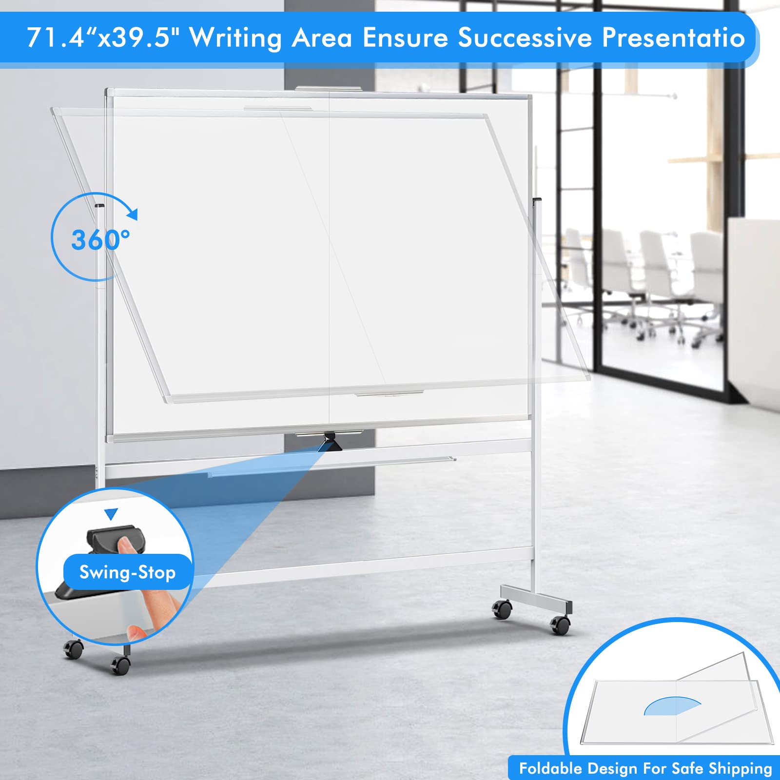 Maxtek Tableau Blanc Magnétique 120x90 Cm Double Face – Cadre Aluminium + Plateau Amovible – Effaçable à Sec – Bureau École Maison