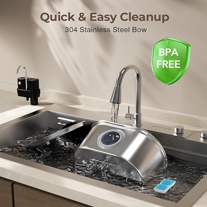 Fuente de Agua para Gatos Inalámbrica PEKTACO Acero Inoxidable, 3.2L miniatura 5