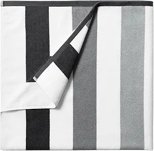 Bornbay Cotton Oversized Beach Towel - Extra Large 40"X70" Plush Thick Pool Towel, XL Fluffy Stripe Gray Beach Towels for Adults Mens Women