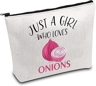 Onion Gifts Onion Pattern Makeup Bag Toiletry Bag Funny Onion Lover Gifts Just A Girl Who Loves Onions Vegetable Onions Red Onion Gift (Girl Love Onion)