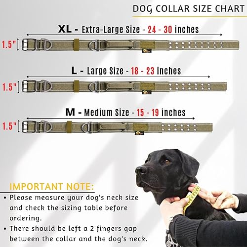 Miniatura 5 de ADITYNA Collar de perro resistente con asa, collar reflectante verde para perros medianos, ancho, grueso, táctico, acolchado suave, perfecto para