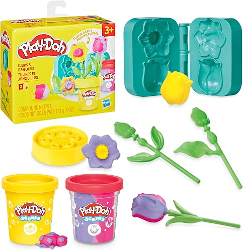 Play-Doh Tulips & Daffodils Flower Toy, Kids Arts & Crafts Kit, Gifts for Girls 
