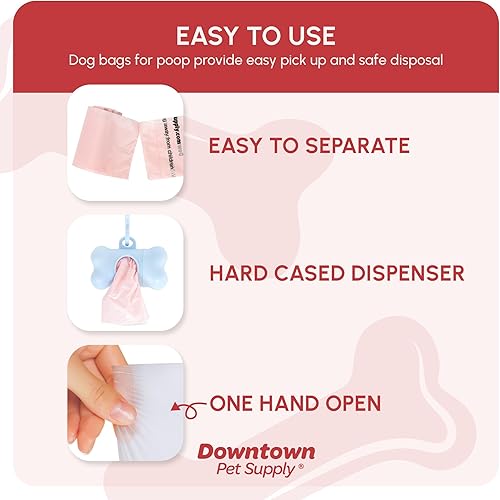 Miniatura 3 de Downtown Pet Supply 1000 bolsas de basura perfumadas de lavanda para perros con dispensador de bolsas de excremento de perro, a prueba de fugas,