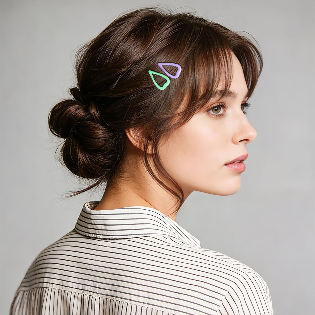 64 Pcs Cute Metal Heart Snap Hair Clips for Women & Girls - Strong Hold Small Barrettes for Thin Fine Hair Accessories (8 Colors) - Image 4