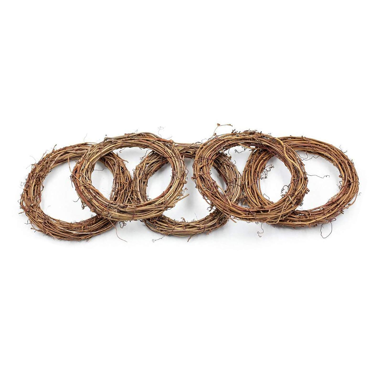 Anjing Brown Grapevine Rattan Wreath Hanging Wedding Christmas Party Garland Home Decoration (25Cm)Pack Of 5