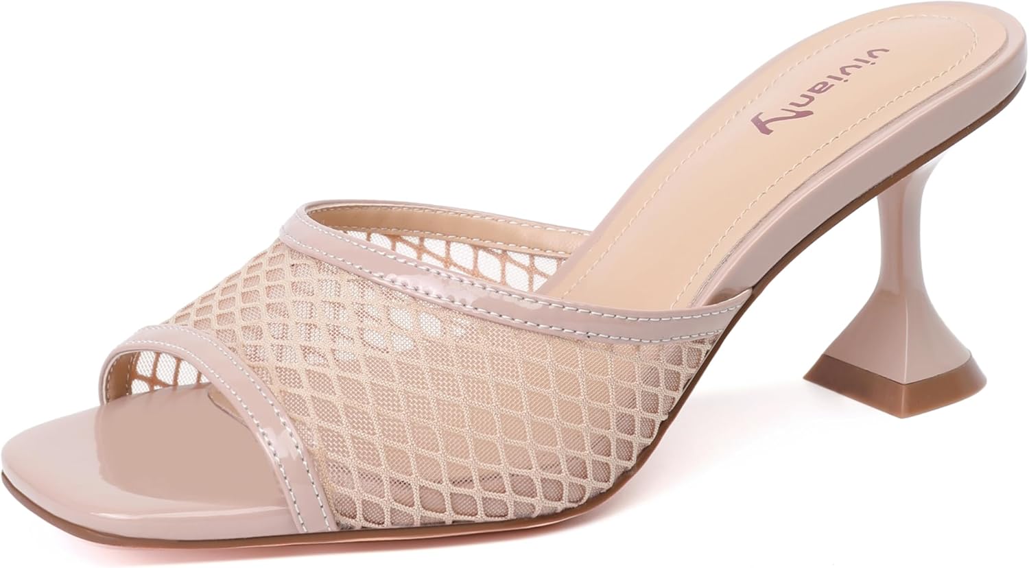 vivianly Womens Clear Heels Sandals Transparent Stiletto Heel Slippers Backless Peep Toe Slip on Heeled Mules