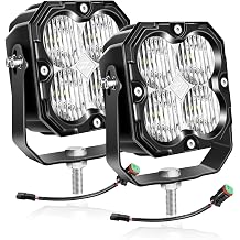 AUXTINGS 2 Pieces 4 inch 30W LED Work Light with DT Wiring,3000 Lumens Flood Beam Driving Lights,Waterproof Led Light Bars for 12V 24V Vehicle Trucks SUV Boat ATV UTV Off Road Light