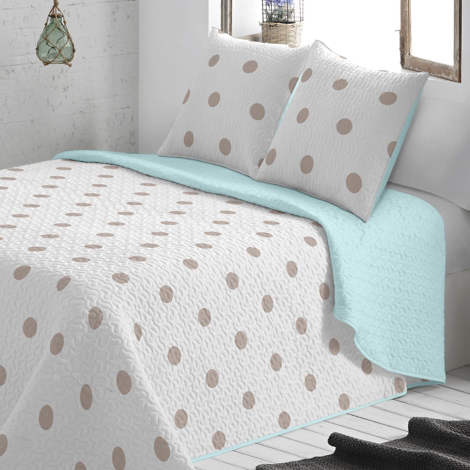 Burrito Blanco | Colcha boutí 129, Agua | para Cama de 150/160 cm (+ Medidas Disponibles) | Colchas Juveniles 150 | Cama Doble 150