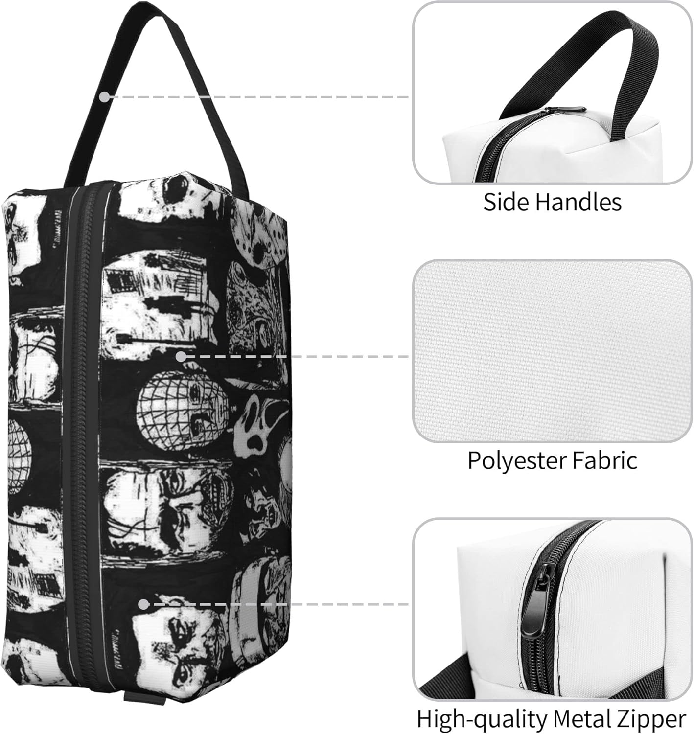 Women's Cosmetic Bags Horror Icons Makeup Pouch Travel Toiletry Storage Bag - Image 2