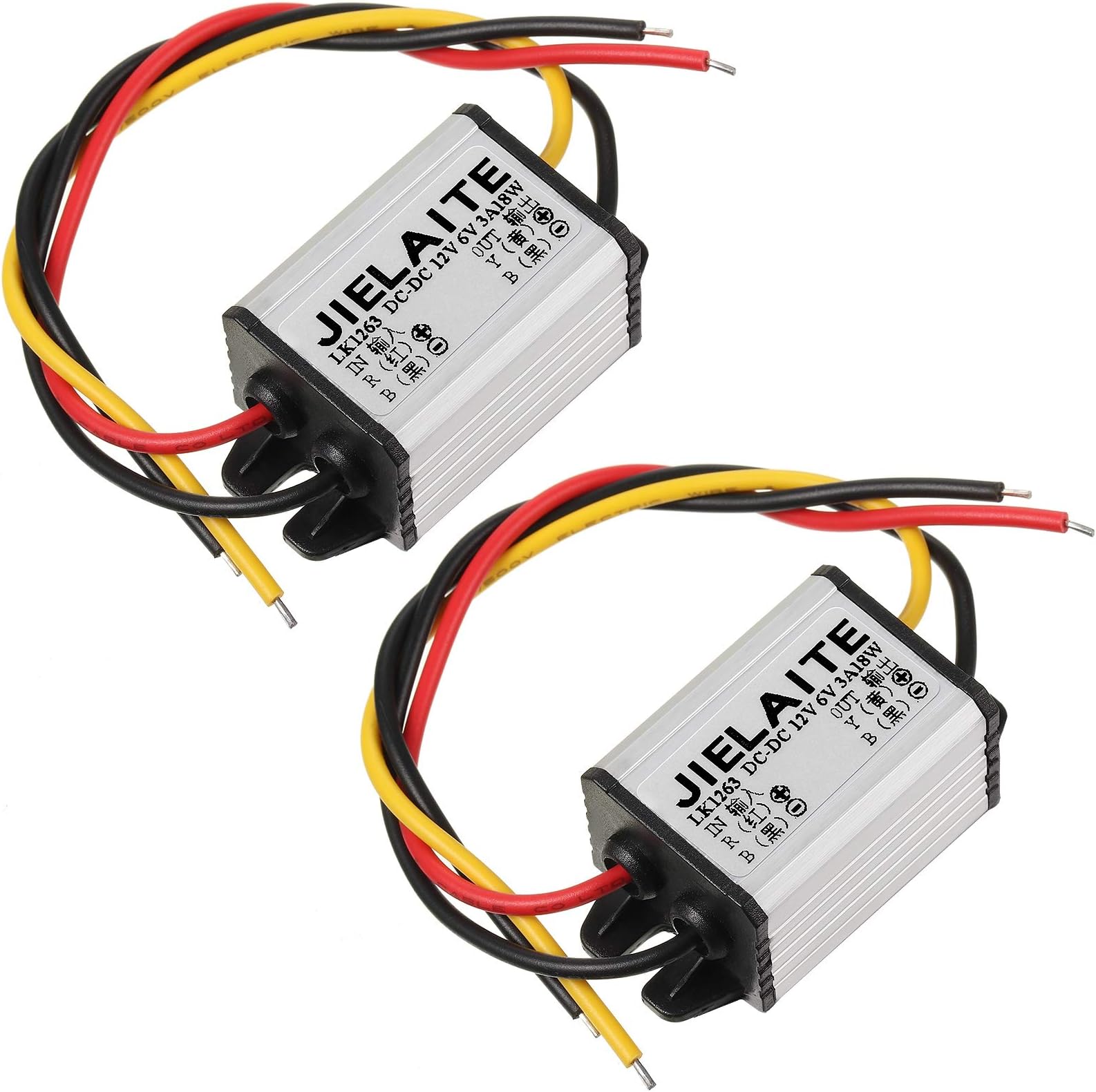 Weewooday 2 Pcs Waterproof Car Power Converter, 12V to DC 6V Buck Converter Voltage Regulator,8-22V to 3-15V 3A 18W Adjustable Volt Module Power Supply Adapter for Auto Car Truck Vehicle Boat