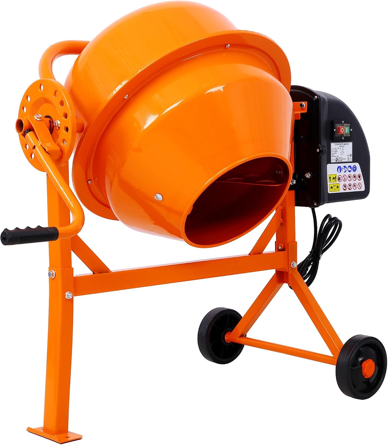 Electric Concrete Mixer Machine, 3.0 Cu.Ft. Portable Cement Mixer with Sturdy Wheels & Stand, Freestanding Concrete Mixer Heavy Duty for Mortar Stucco Seeds Feeds (3.0 Cu. Ft)