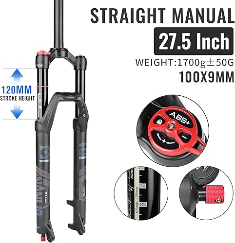 Miniatura 2 de NANLIO Horquillas de suspensión de bicicleta de 2627.529 pulgadas, horquilla de aire MTB ajuste de rebote recto bloqueo remoto horquilla de montaña